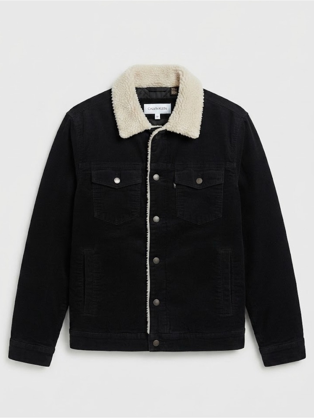Calvin Klein Black Corduroy Sherpa-Lined Jacket